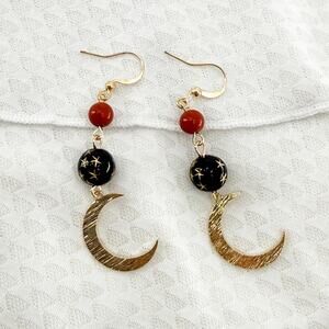 Celestial Sun + Moon Dangle Earrings, Moon + Sun Charms Boho Drop Earrings